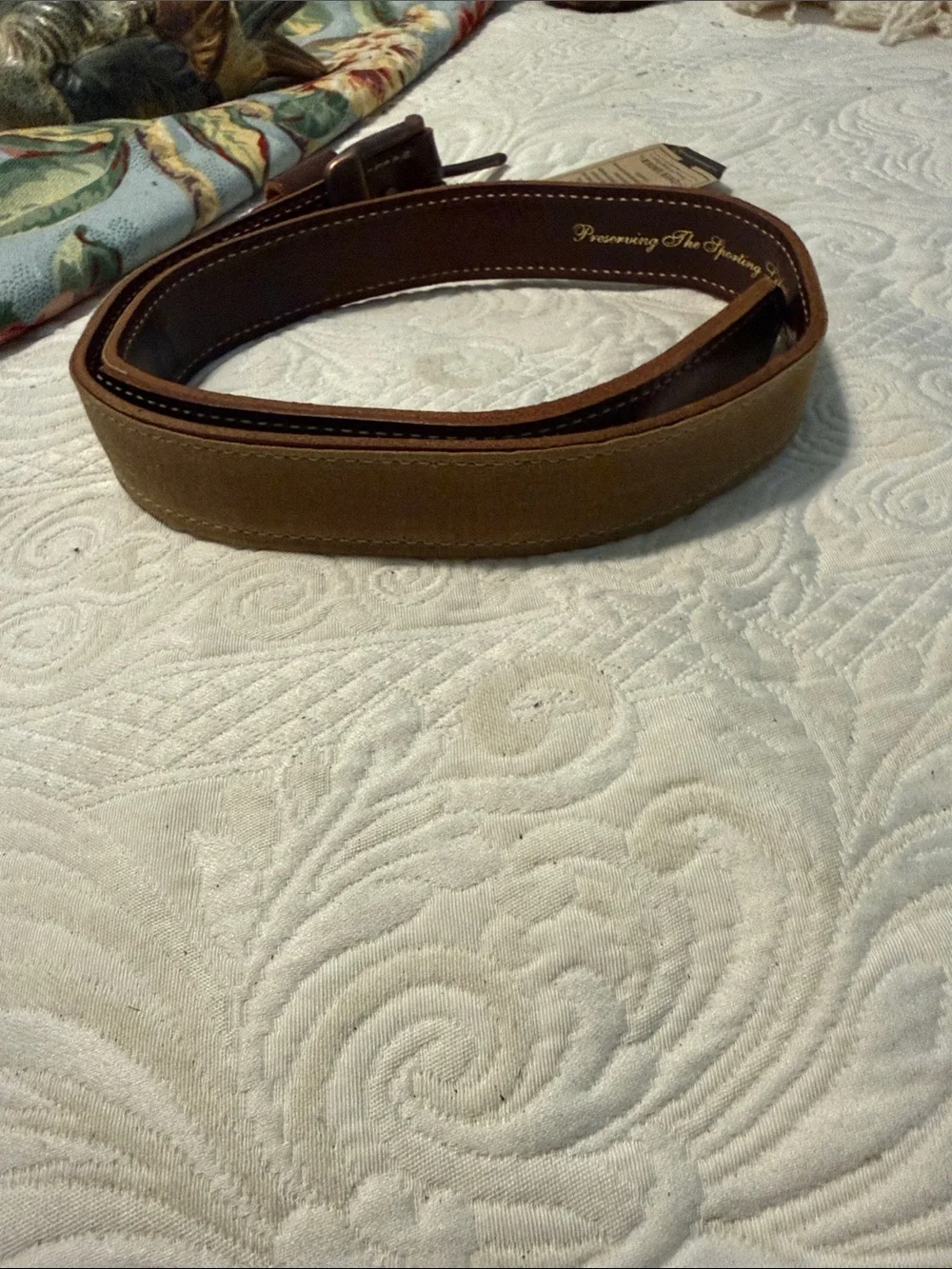 Over Under Men’s Waxed Canvas Belt with Brown Leather Trim